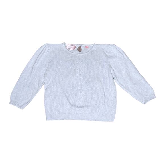 Vintage Blue Angora & Silk Sweater size Large Puff Sleeves - Picture 4 of 5